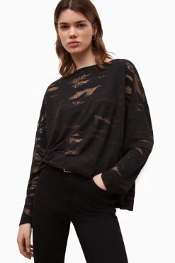 All Saints AllSaints Black Rita Devore T-Shirt