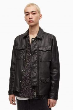 All Saints AllSaints Black Ivar Merino Crew Jacket