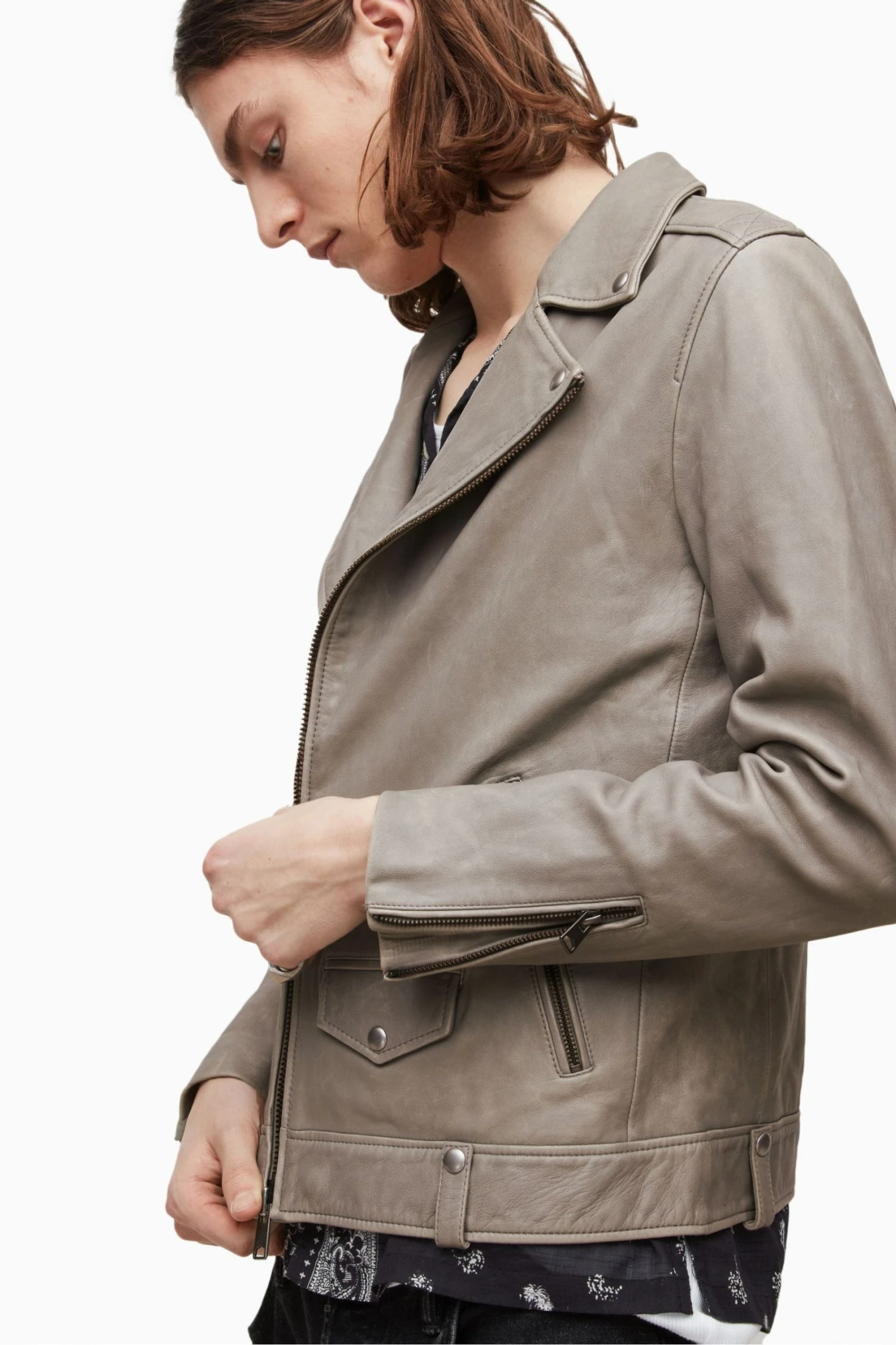 All Saints AllSaints Natural Indi Biker Jacket - Image 7