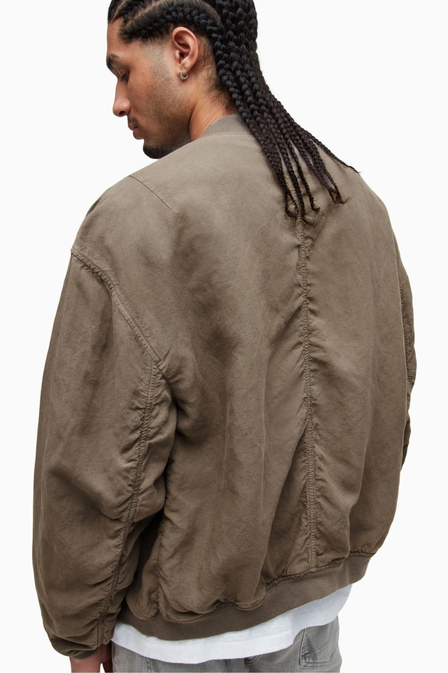 All Saints AllSaints Grey Bolsa Bomber Jacket - Image 4