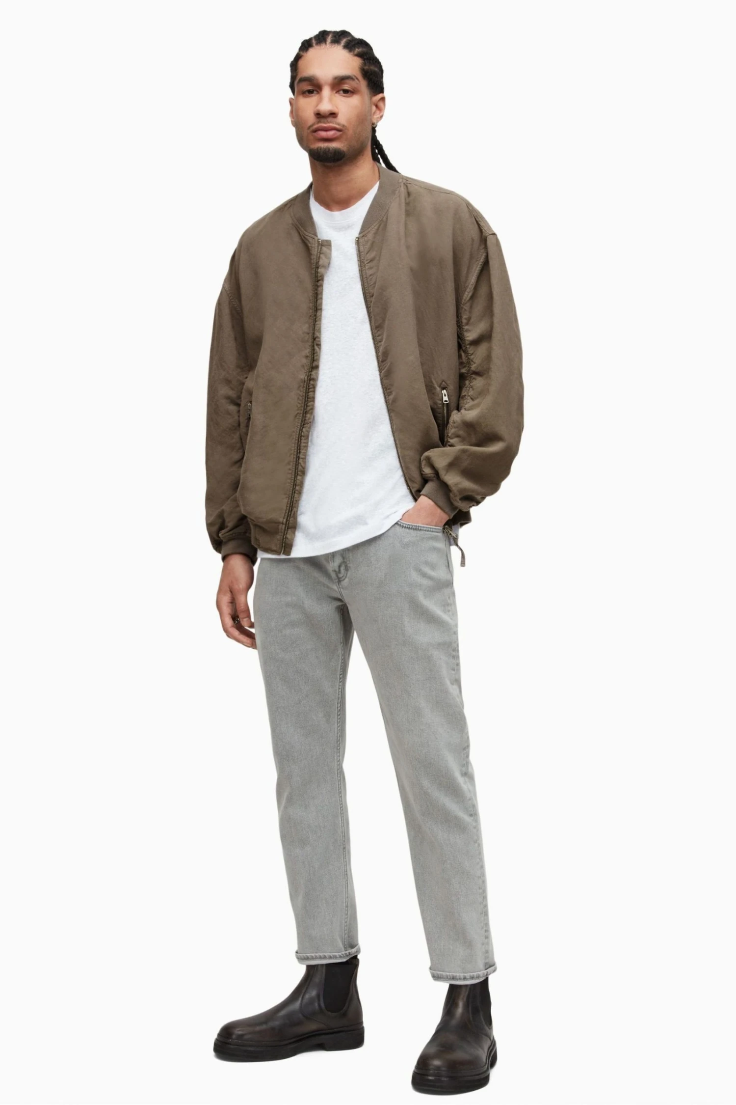 All Saints AllSaints Grey Bolsa Bomber Jacket - Image 6