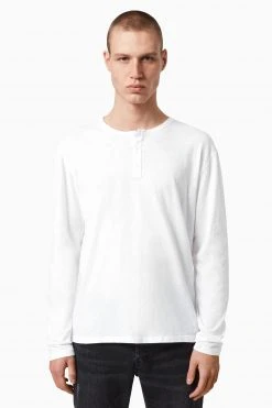 All Saints White Figure Long-Sleeve Henley T-Shirt