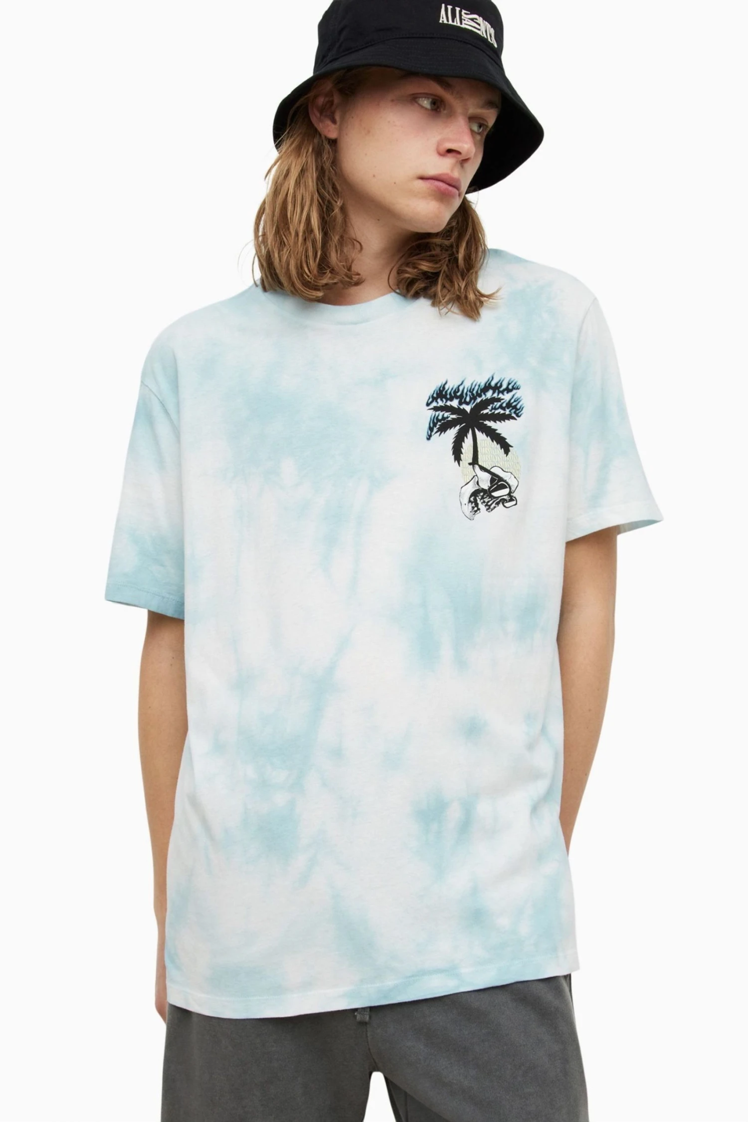 All Saints Blue Undertown Short Sleeve Crew T-Shirt