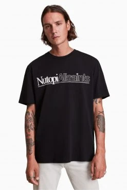 All Saints Black Topia Ss Crew Top