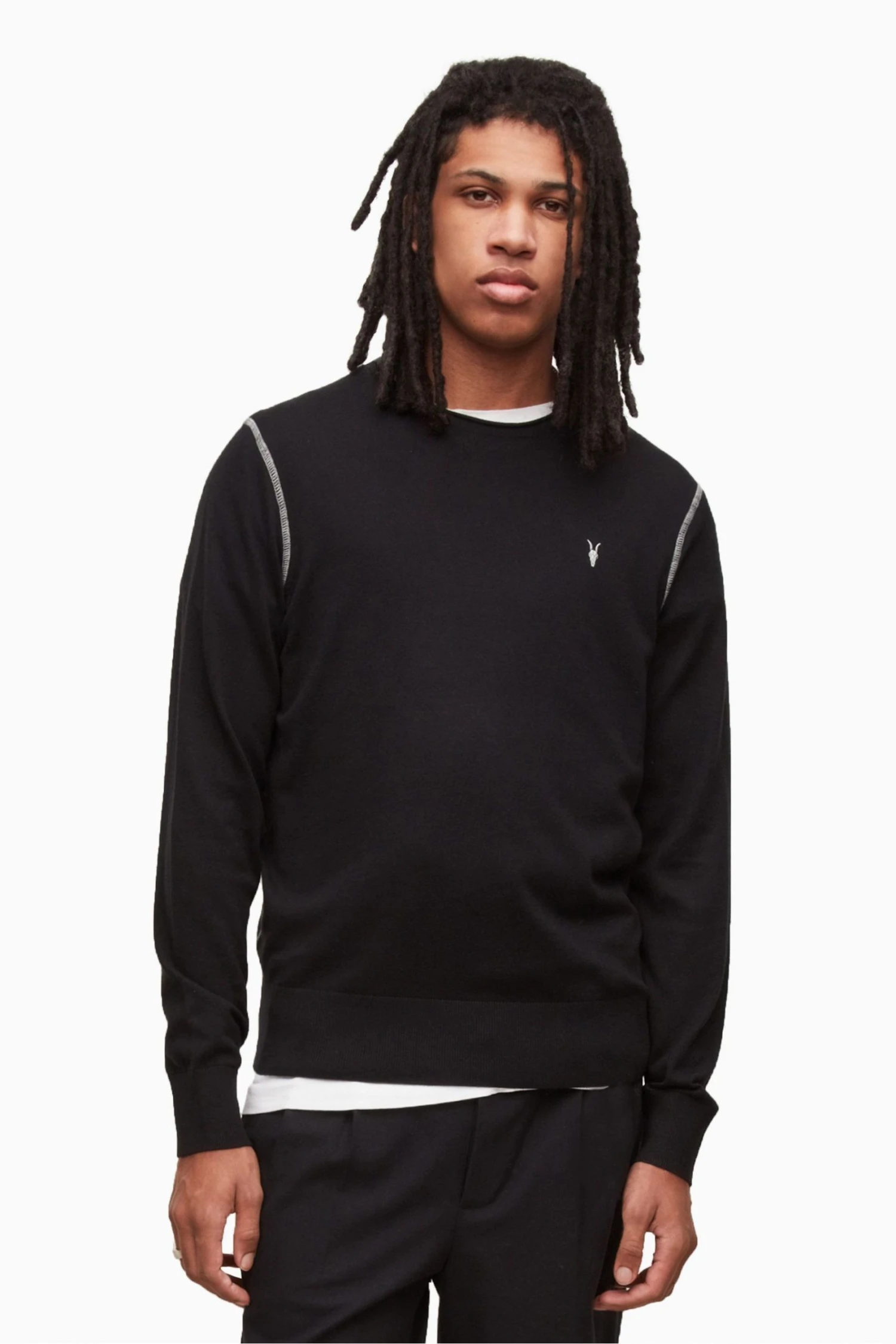All Saints AllSaints Black Bates Crew Jumper