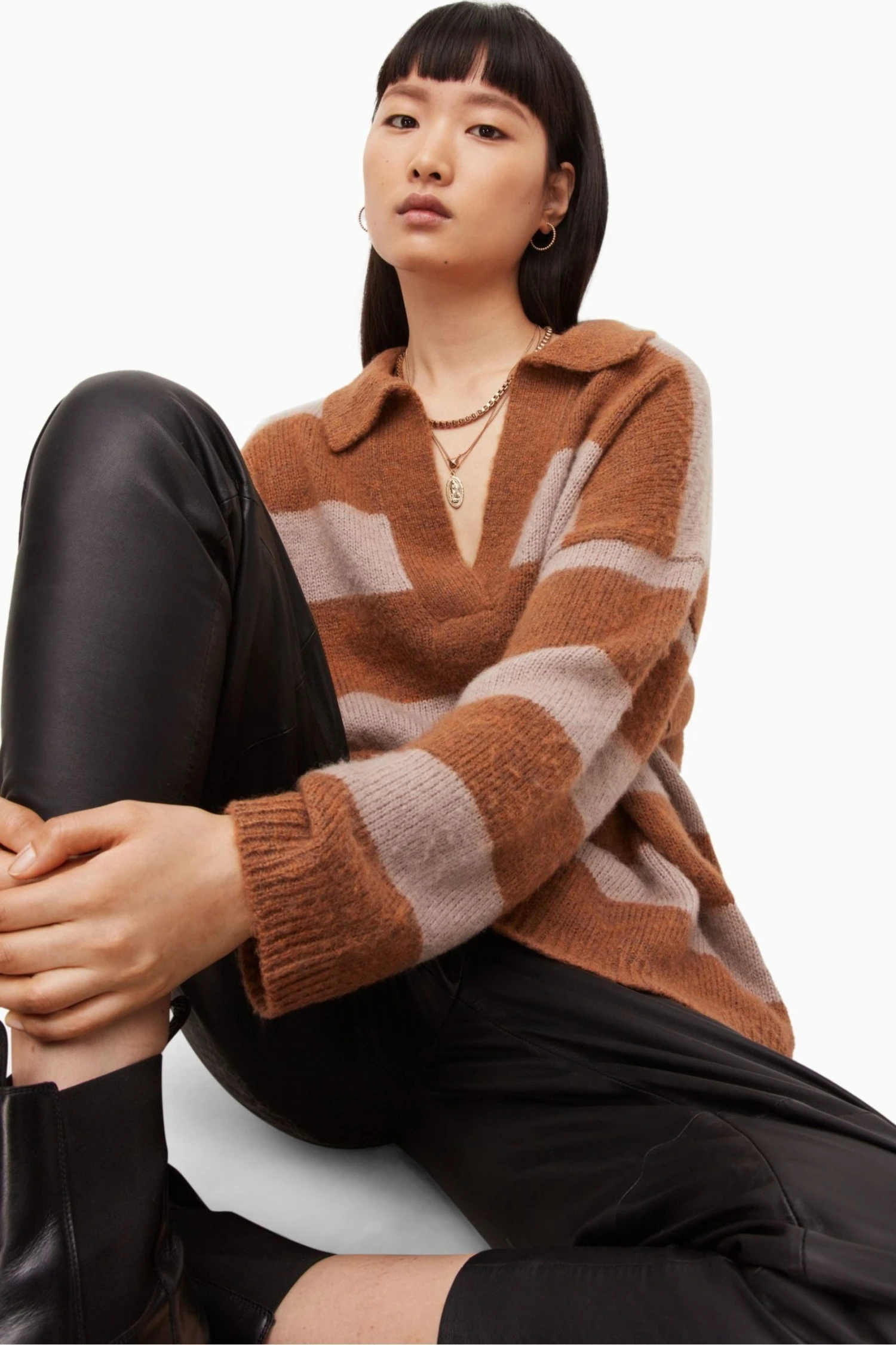 All Saints AllSaints Pink Lou Polo Jumper