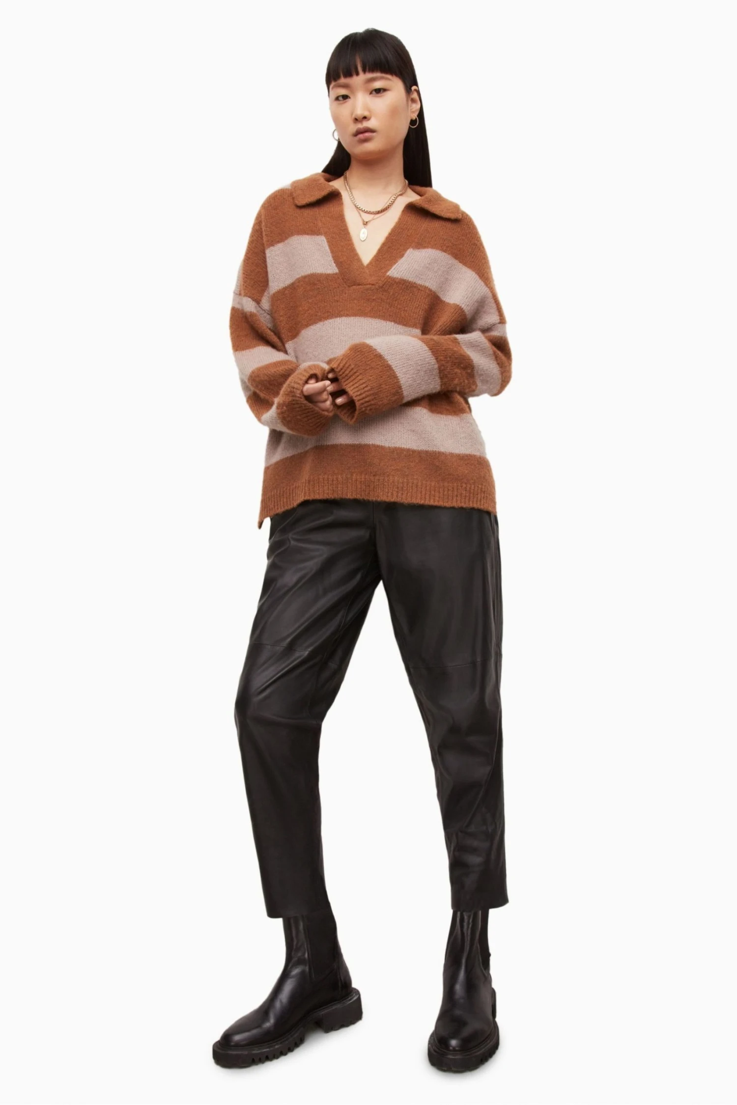 All Saints AllSaints Pink Lou Polo Jumper - Image 3