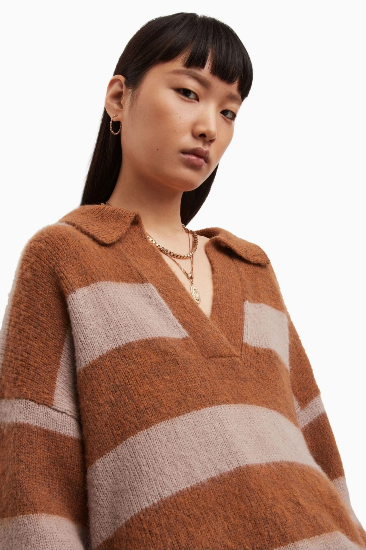 All Saints AllSaints Pink Lou Polo Jumper - Image 7