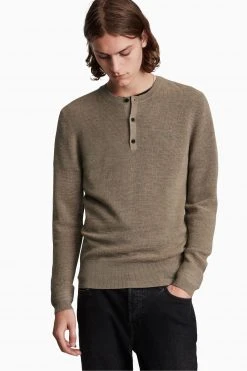 All Saints Mocha Brown Ivar Merino Ls Henle Jumper