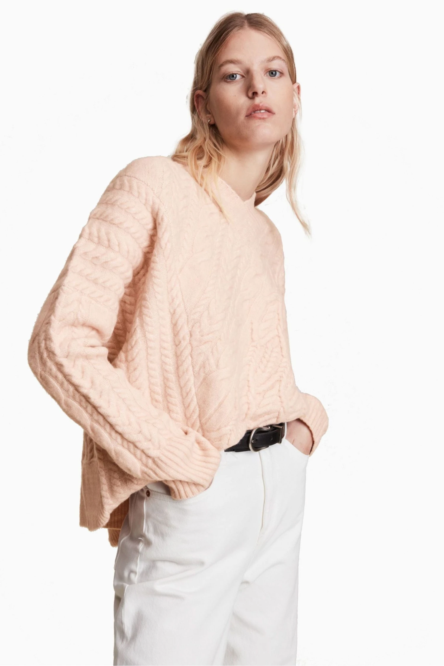 All Saints AllSaints Pink Arvid V-Neck Jumper