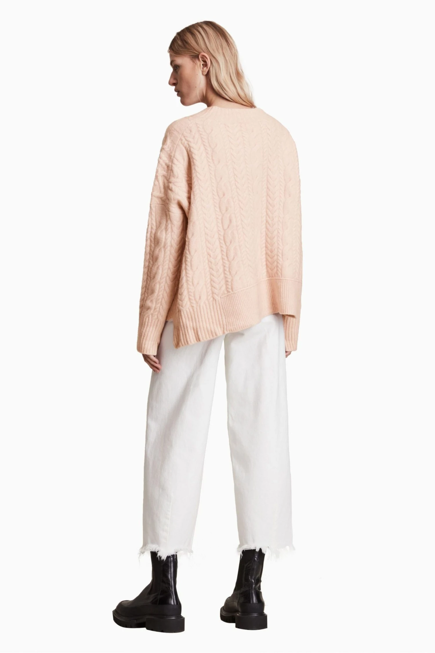 All Saints AllSaints Pink Arvid V-Neck Jumper - Image 4