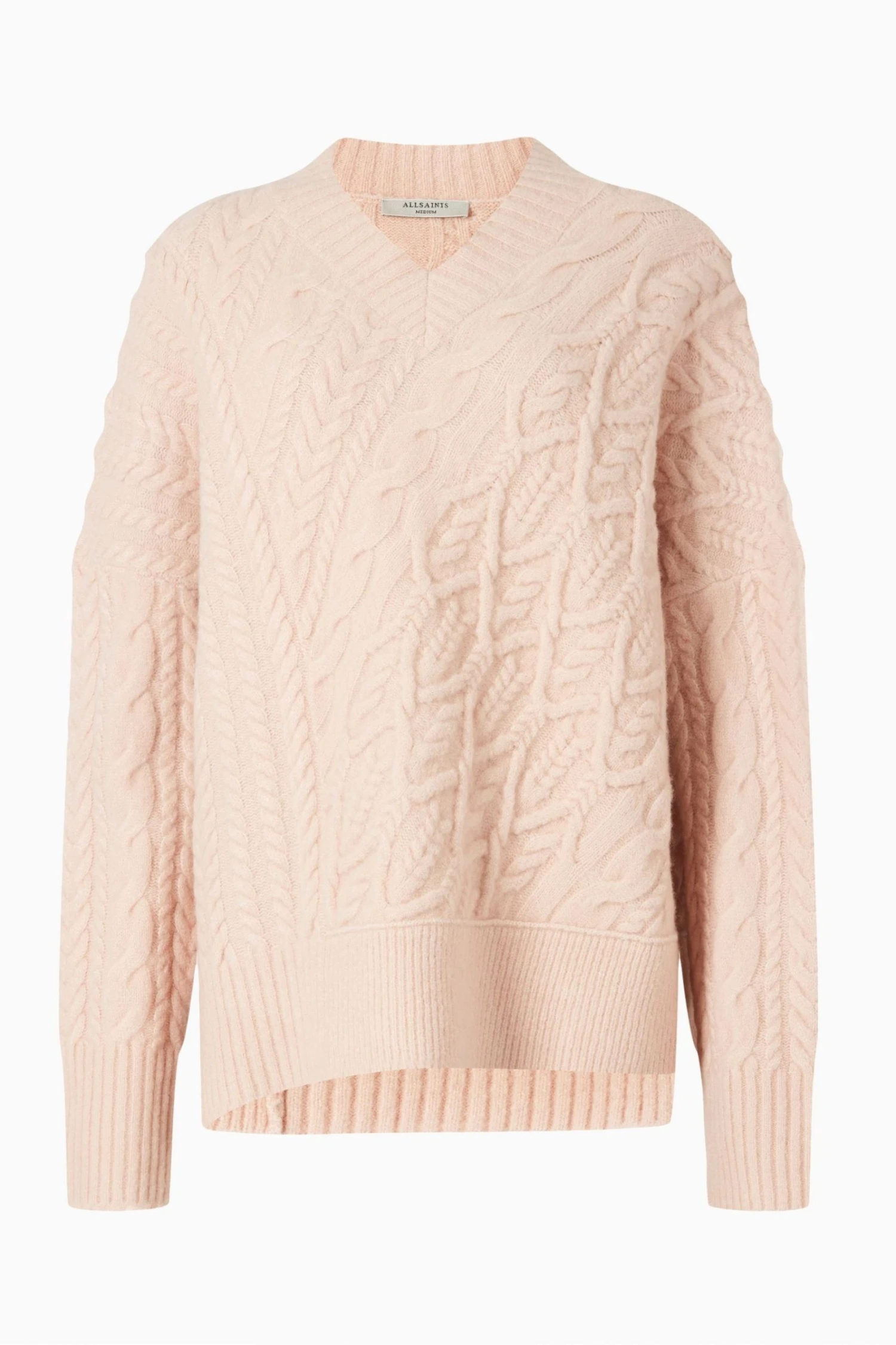 All Saints AllSaints Pink Arvid V-Neck Jumper - Image 5