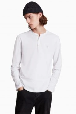 All Saints White Brace Ls Henley T-Shirt