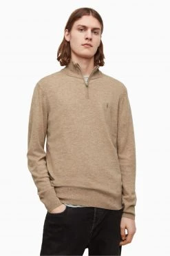 All Saints AllSaints Brown Kilburn Zip Funnel Jumpers