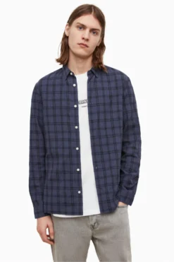 All Saints Blue Coruna Long Sleeve Shirt