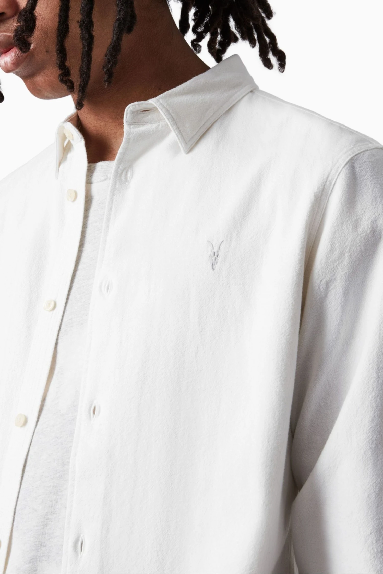 All Saints AllSaints White Lovell Long Sleeve Shirt - Image 4