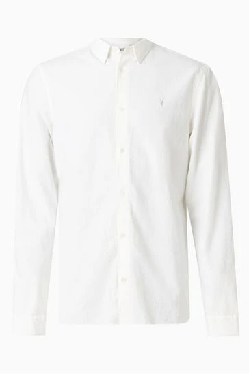 All Saints AllSaints White Lovell Long Sleeve Shirt - Image 8