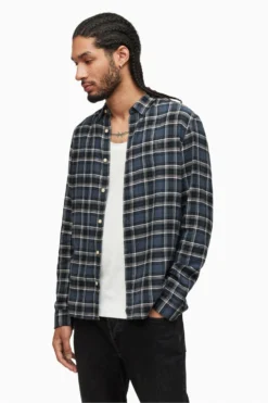 All Saints AllSaints Mettah Grey Long Sleeve Shirt