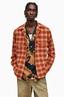 All Saints Orange Jacinto Long-Sleeved Shirt
