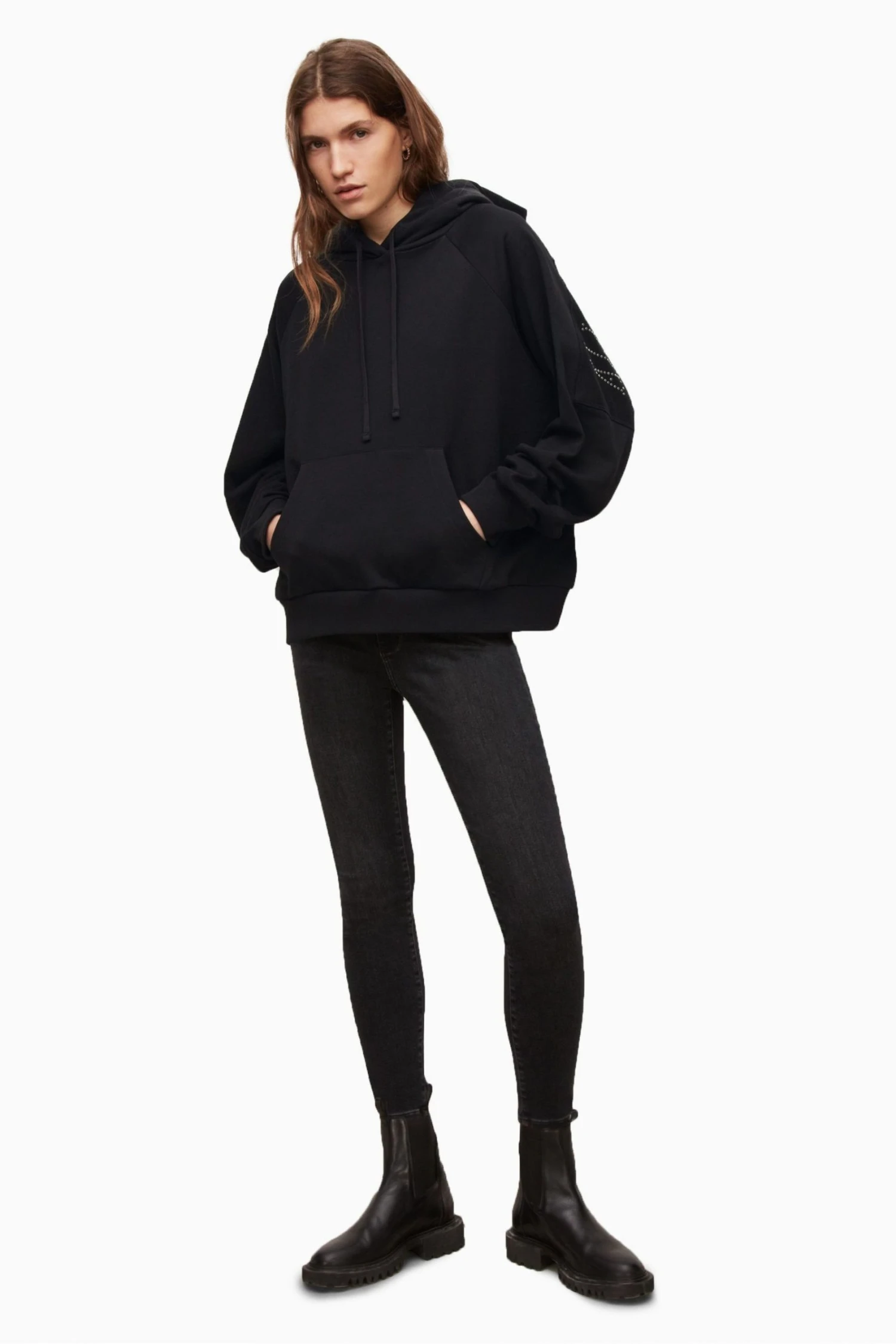 All Saints AllSaints Black Talon Stud Hoodie - Image 4