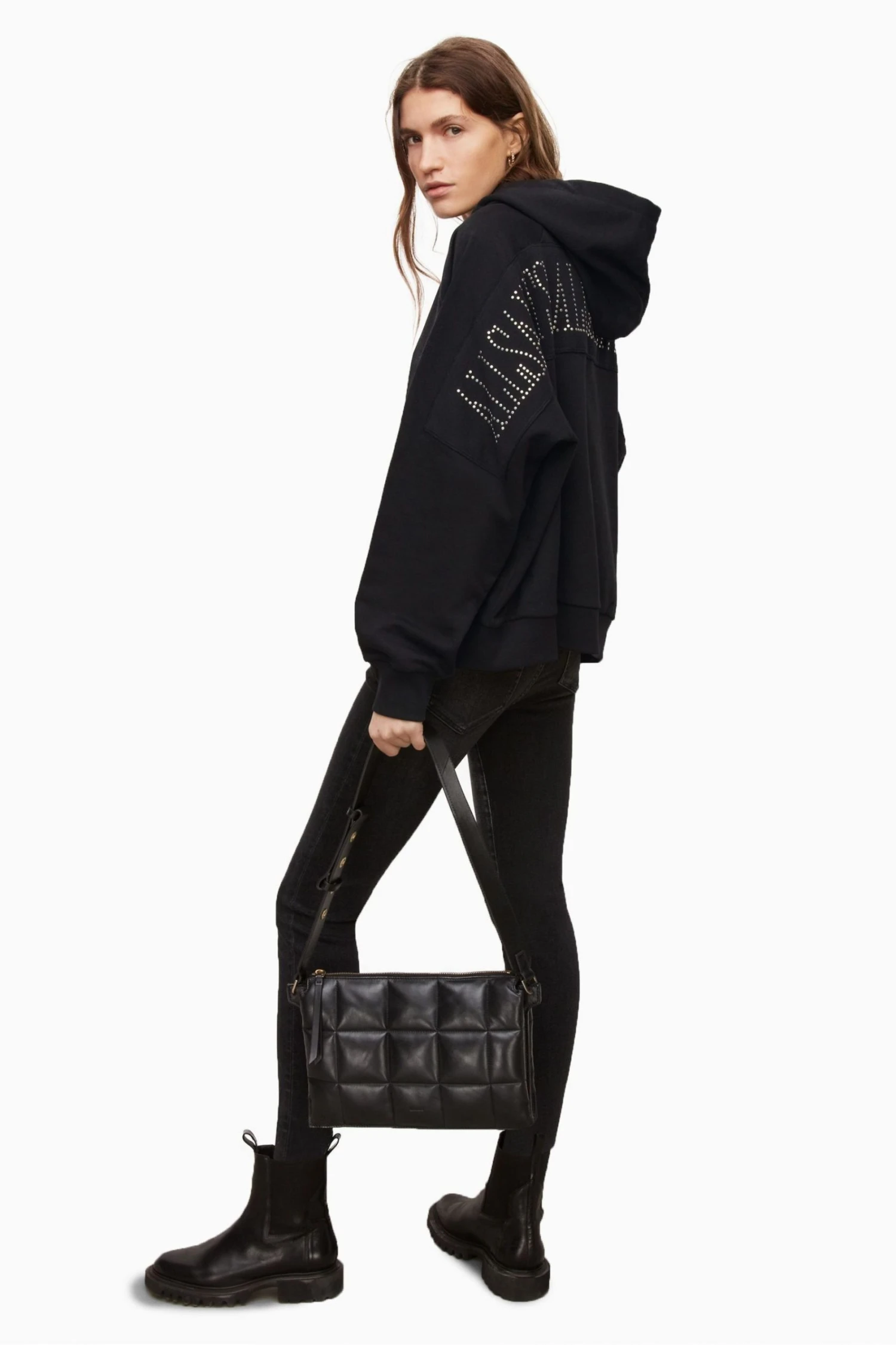 All Saints AllSaints Black Talon Stud Hoodie - Image 5