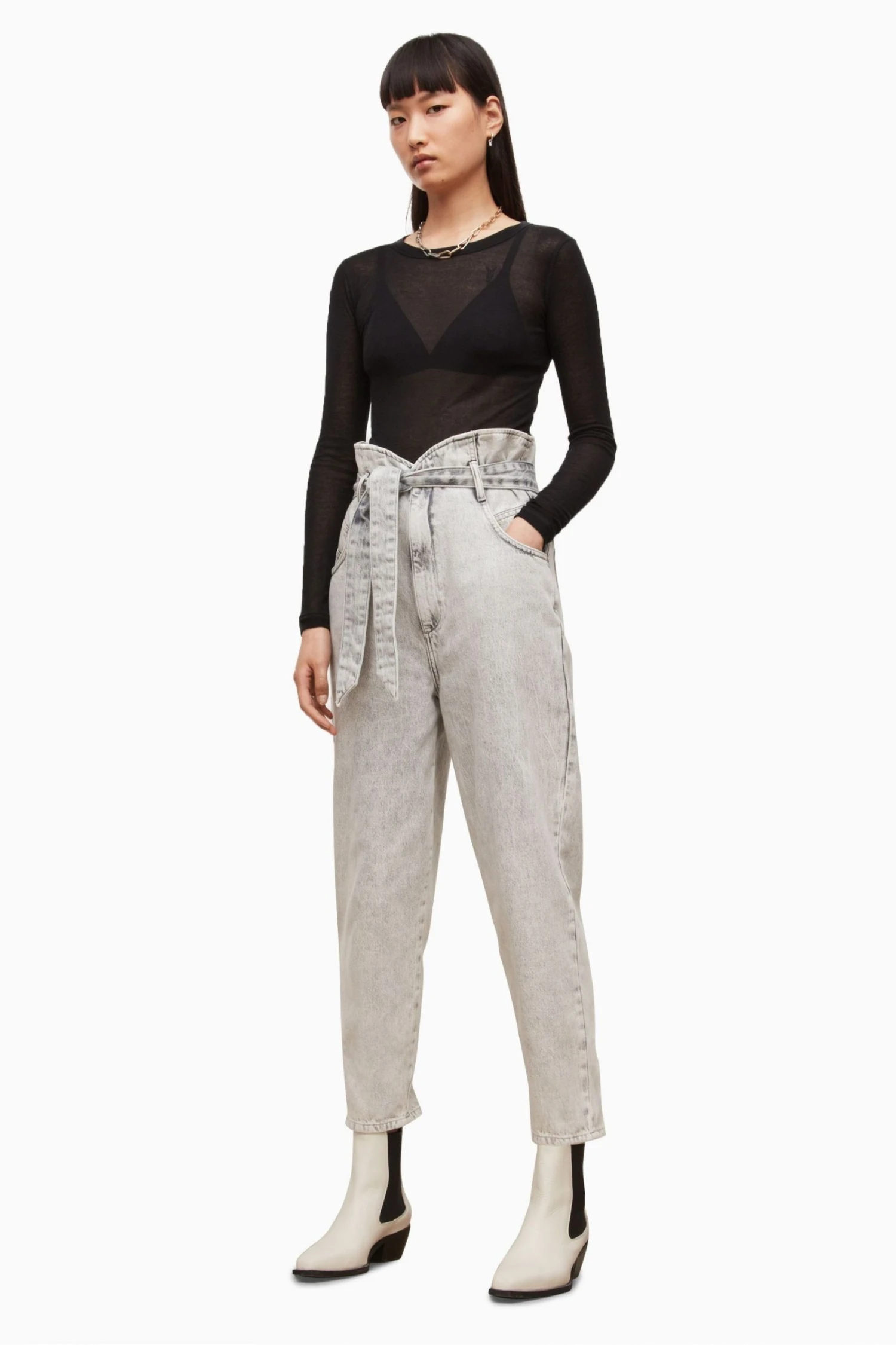 All Saints AllSaints Grey Sammy Paperbag Relaxed Fit Jeans