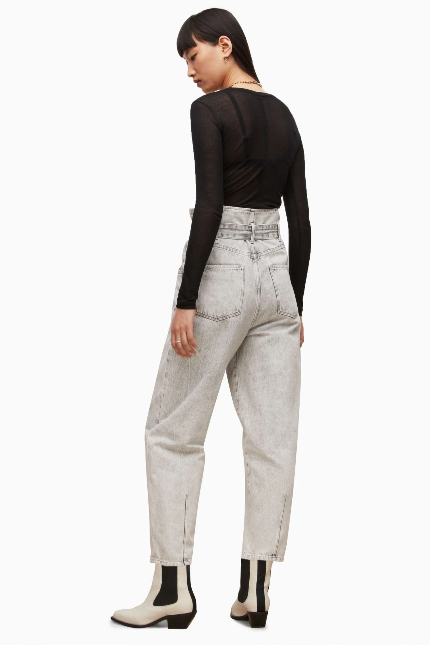 All Saints AllSaints Grey Sammy Paperbag Relaxed Fit Jeans - Image 2