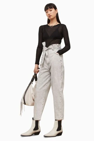 All Saints AllSaints Grey Sammy Paperbag Relaxed Fit Jeans - Image 7