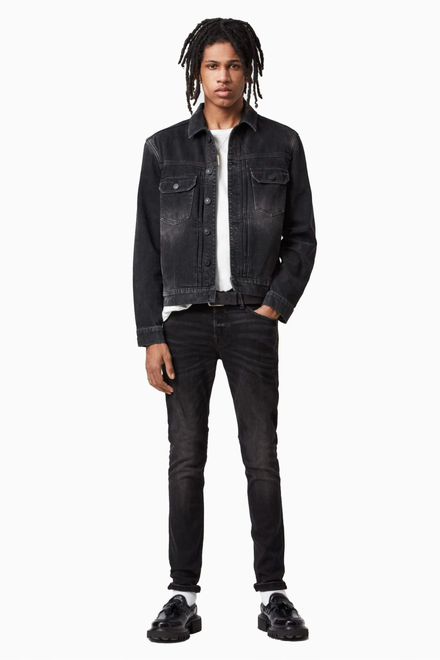 All Saints AllSaints Black Ronnie Skinny Fit Jeans - Image 2
