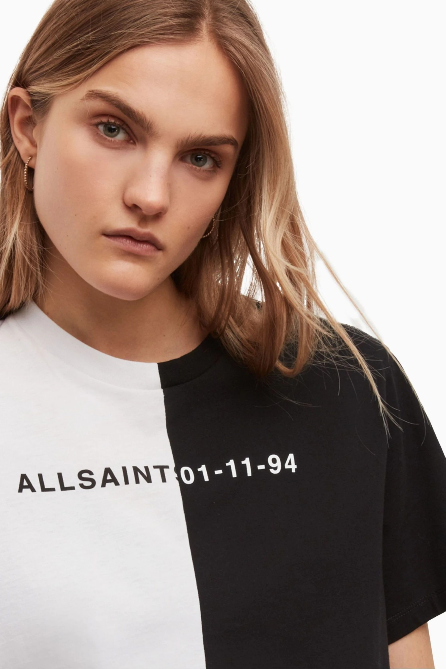 All Saints AllSaints Black Split Date Block T-Shirt - Image 5