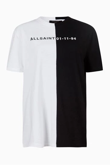 All Saints AllSaints Black Split Date Block T-Shirt - Image 7