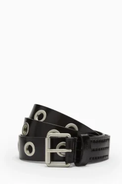 All Saints AllSaints Corben Black Eyelet Belt