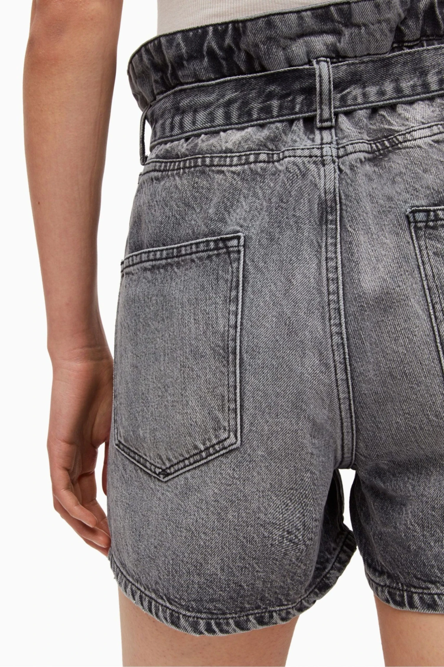 All Saints AllSaints Palmer Black Paperbag Shorts - Image 6