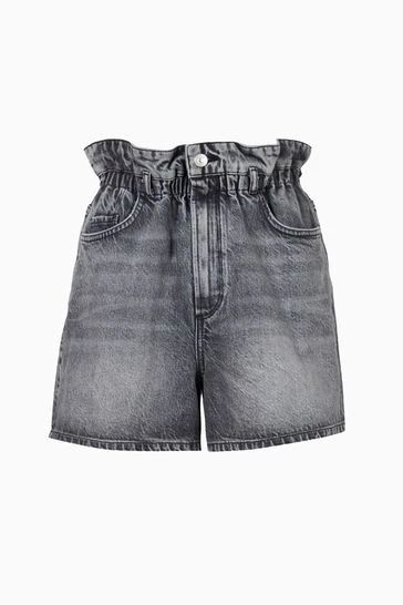 All Saints AllSaints Palmer Black Paperbag Shorts - Image 8