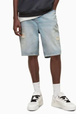 All Saints Blue Alva Damaged Shorts