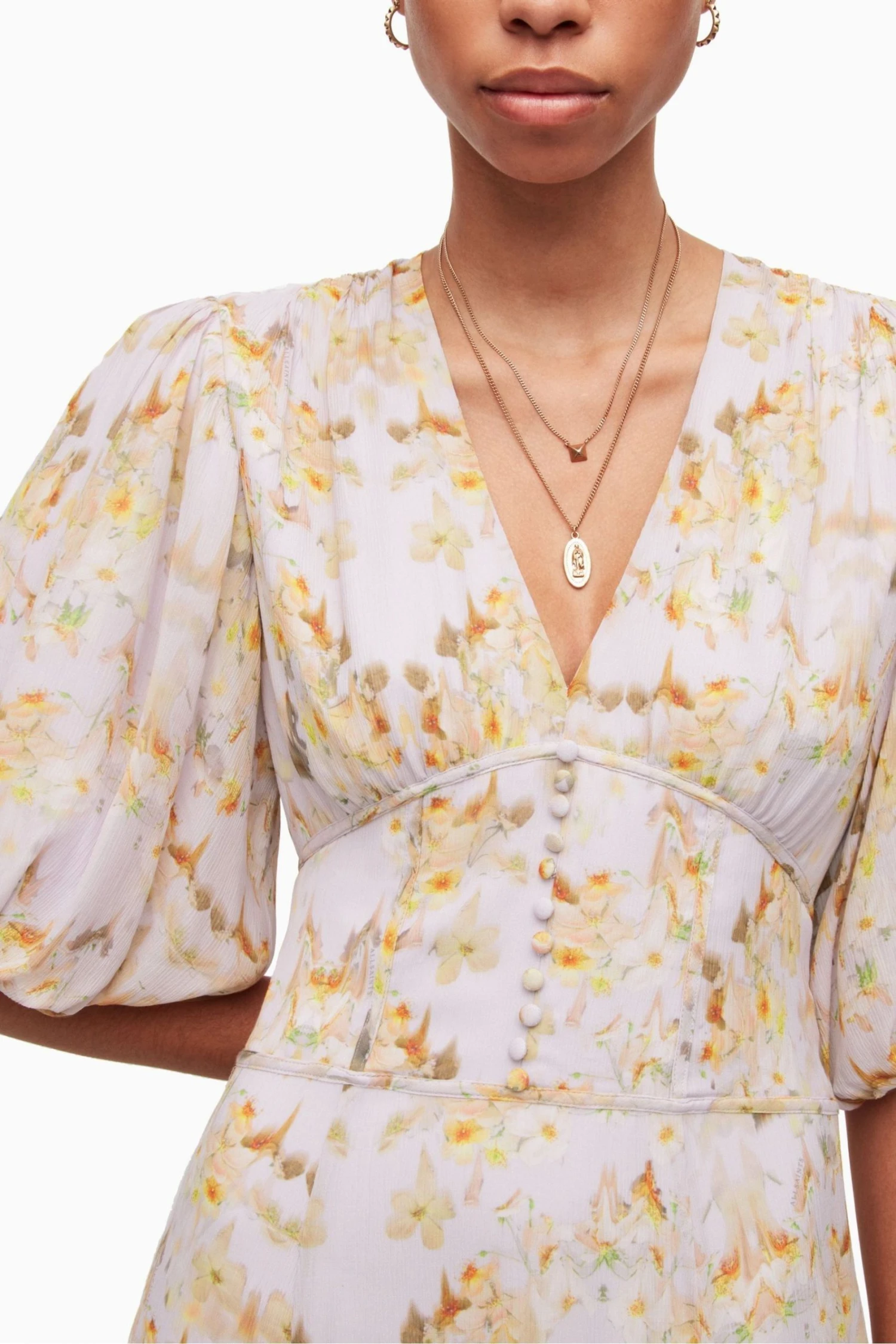 All Saints AllSaints Yellow Aspen Momo Dress - Image 4