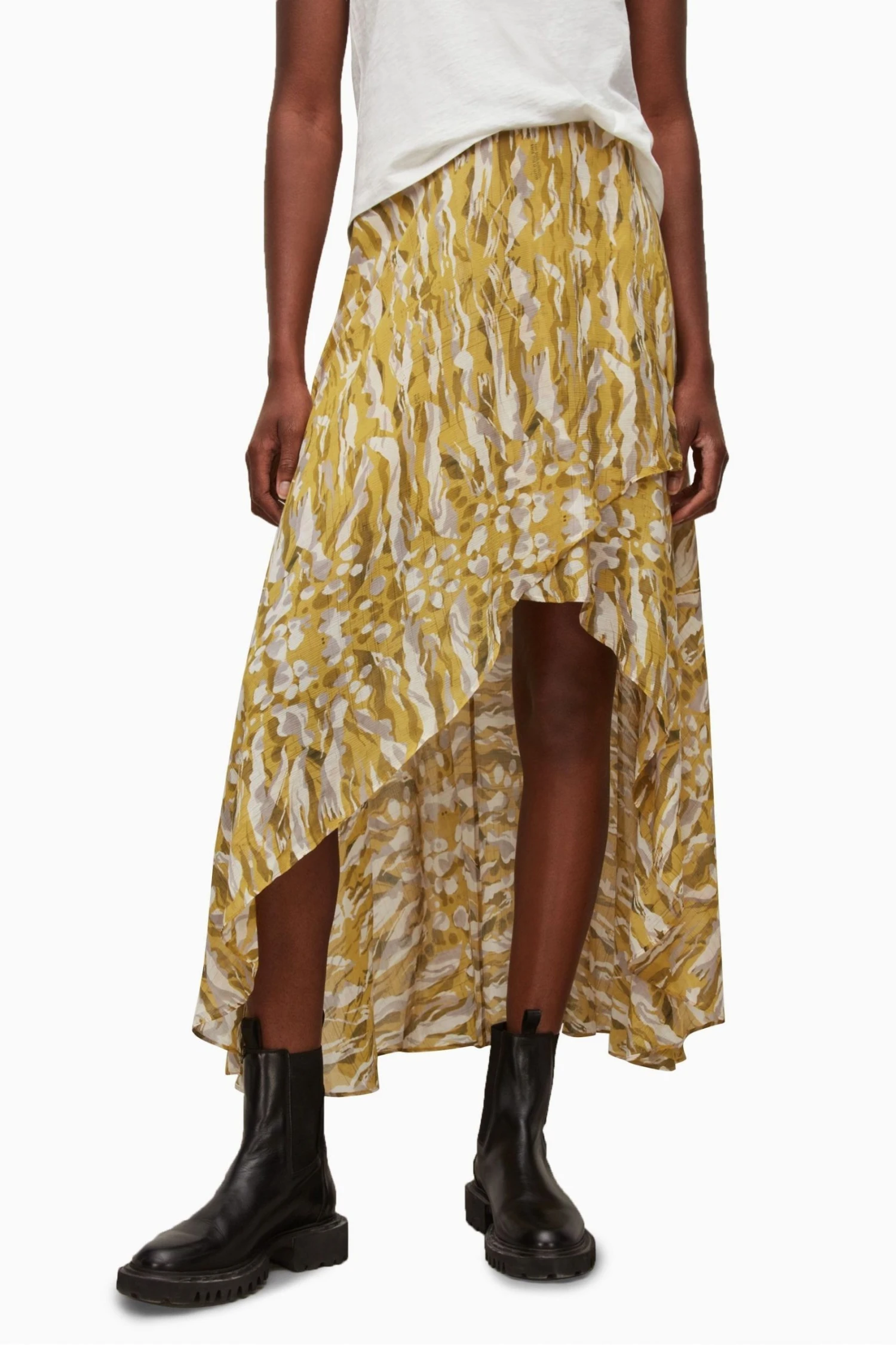 All Saints AllSaints Yellow Slvina Oniyuri Skirt - Image 3