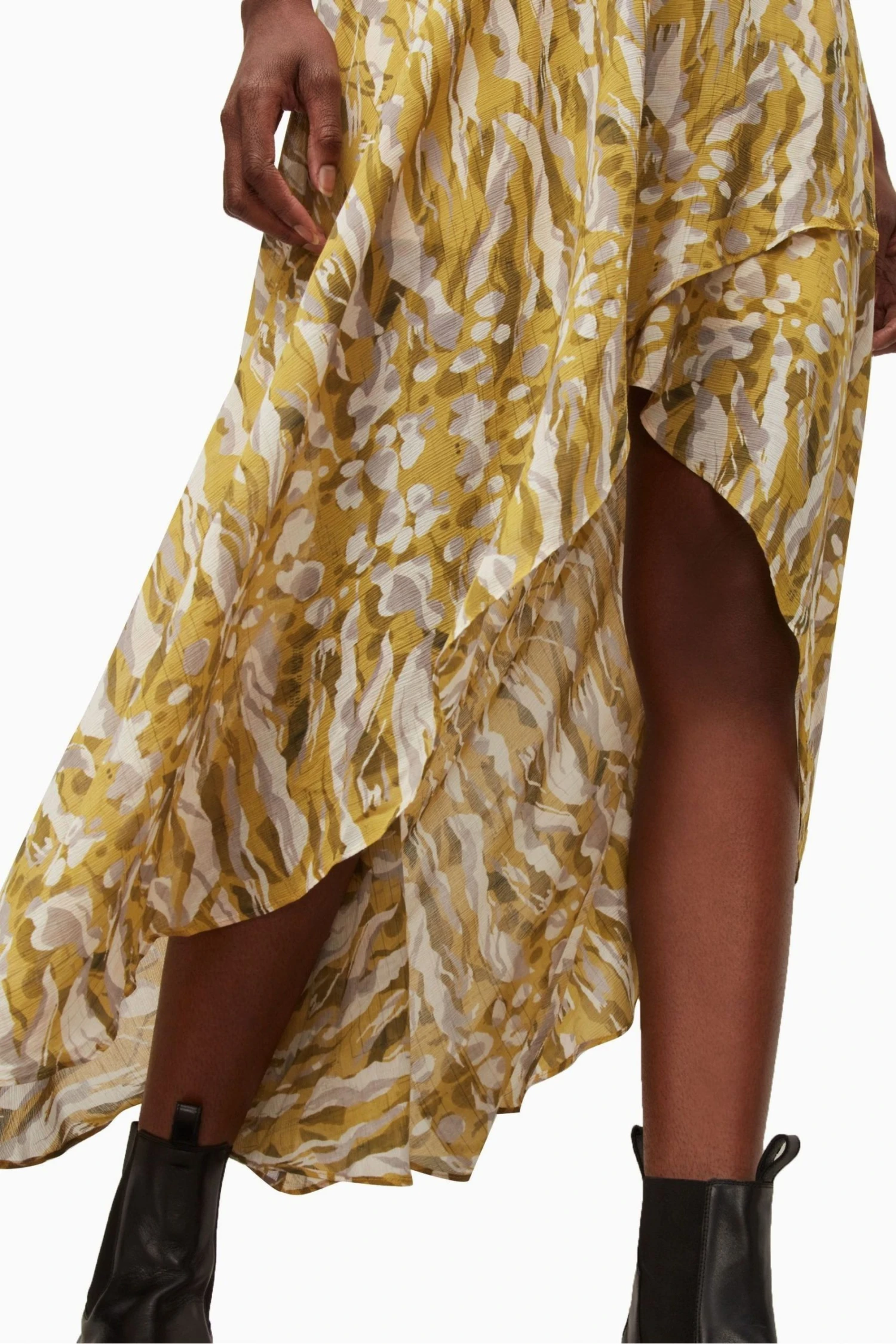 All Saints AllSaints Yellow Slvina Oniyuri Skirt - Image 4