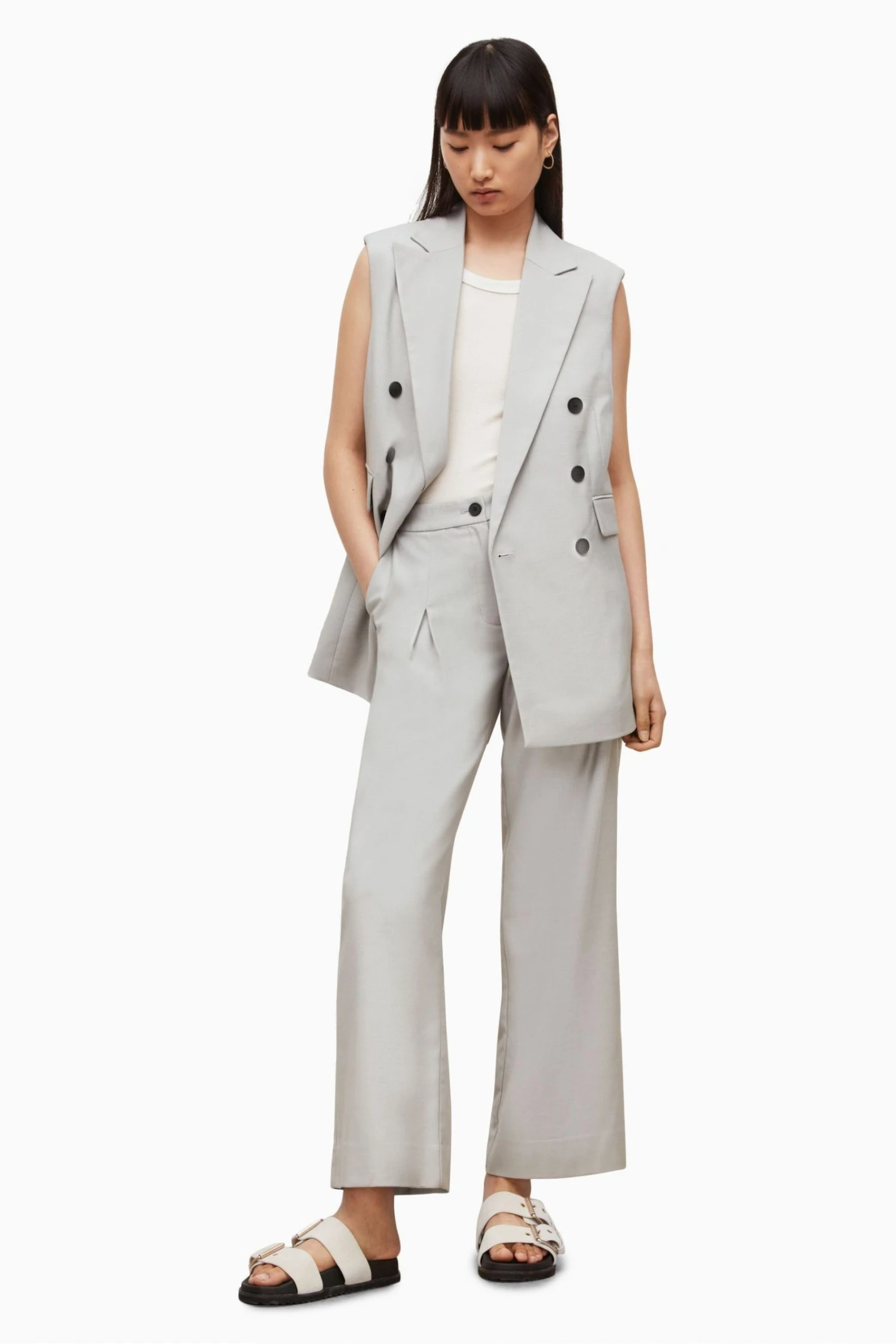 All Saints AllSaints Grey Hanah Trousers - Image 4