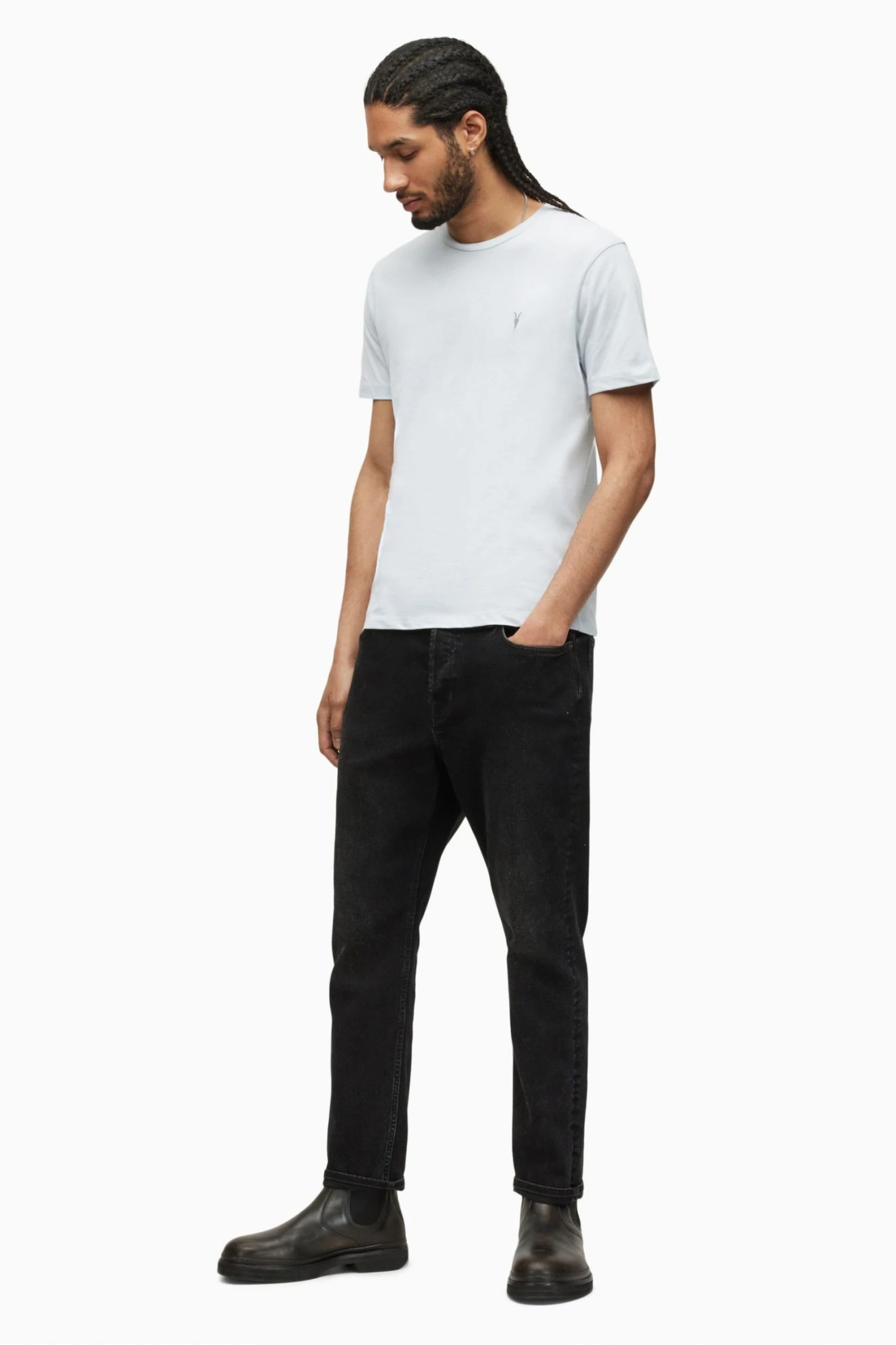 All Saints AllSaints Brace Blue Short Sleeve Crew T-Shirt Three Pack - Image 4