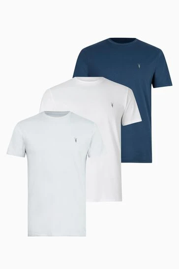 All Saints AllSaints Brace Blue Short Sleeve Crew T-Shirt Three Pack - Image 8