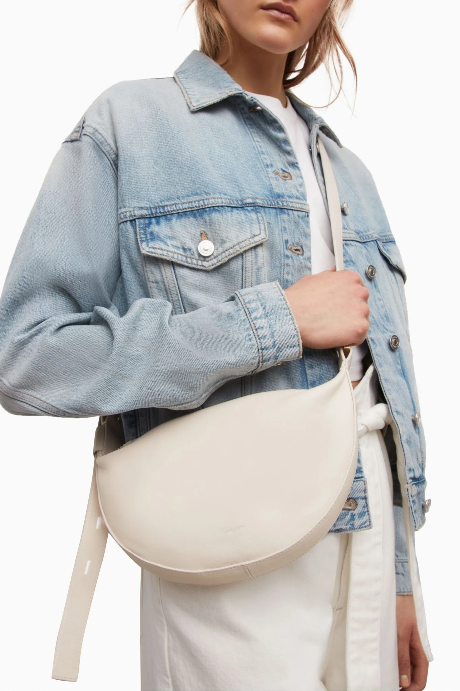 All Saints AllSaints White Half Moon Cross-Body Bag - Image 7