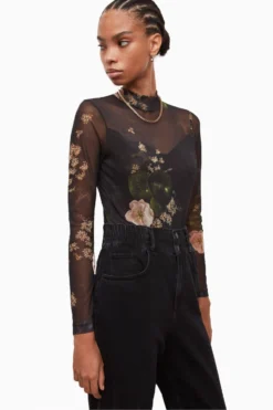 All Saints AllSaints Elia Asago Black Bodysuit