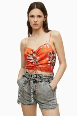 All Saints AllSaints Orange Alexia Dorada Top