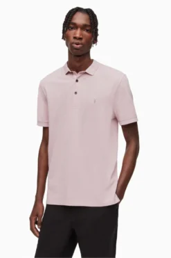 All Saints AllSaints Pink Reform Short Sleeve Polo Shirt