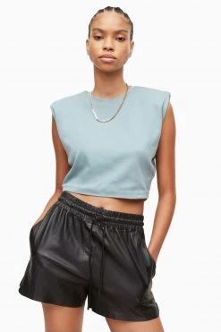 All Saints AllSaints Mika Blue Cropped Tank