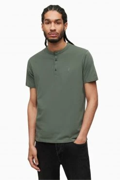 All Saints AllSaints Green Brace Henley T-Shirt