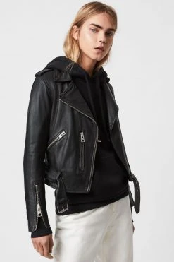 All Saints AllSaints Black Balfern Leather Biker Jacket
