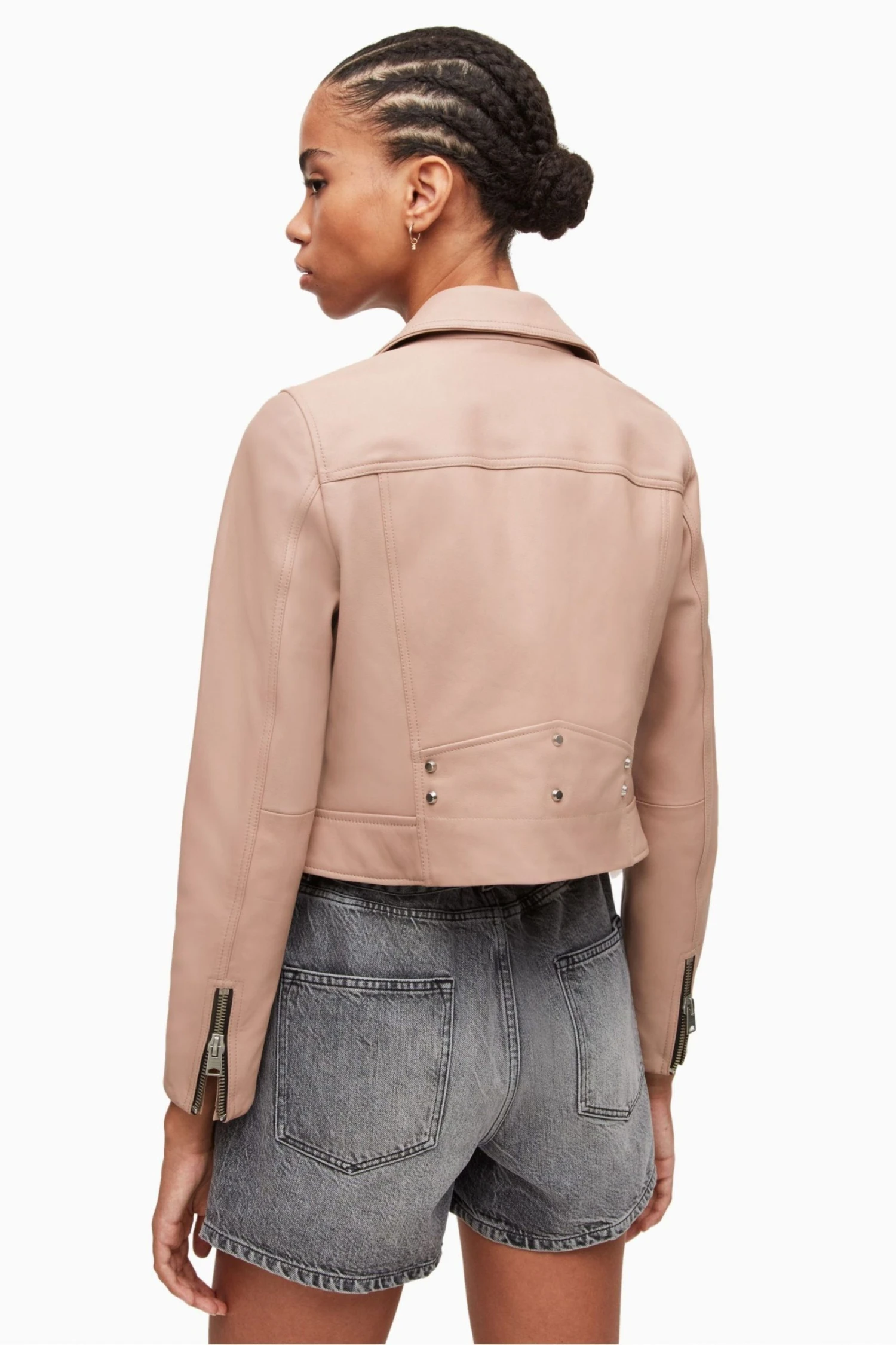 All Saints AllSaints Pink Rift Biker Jacket - Image 2
