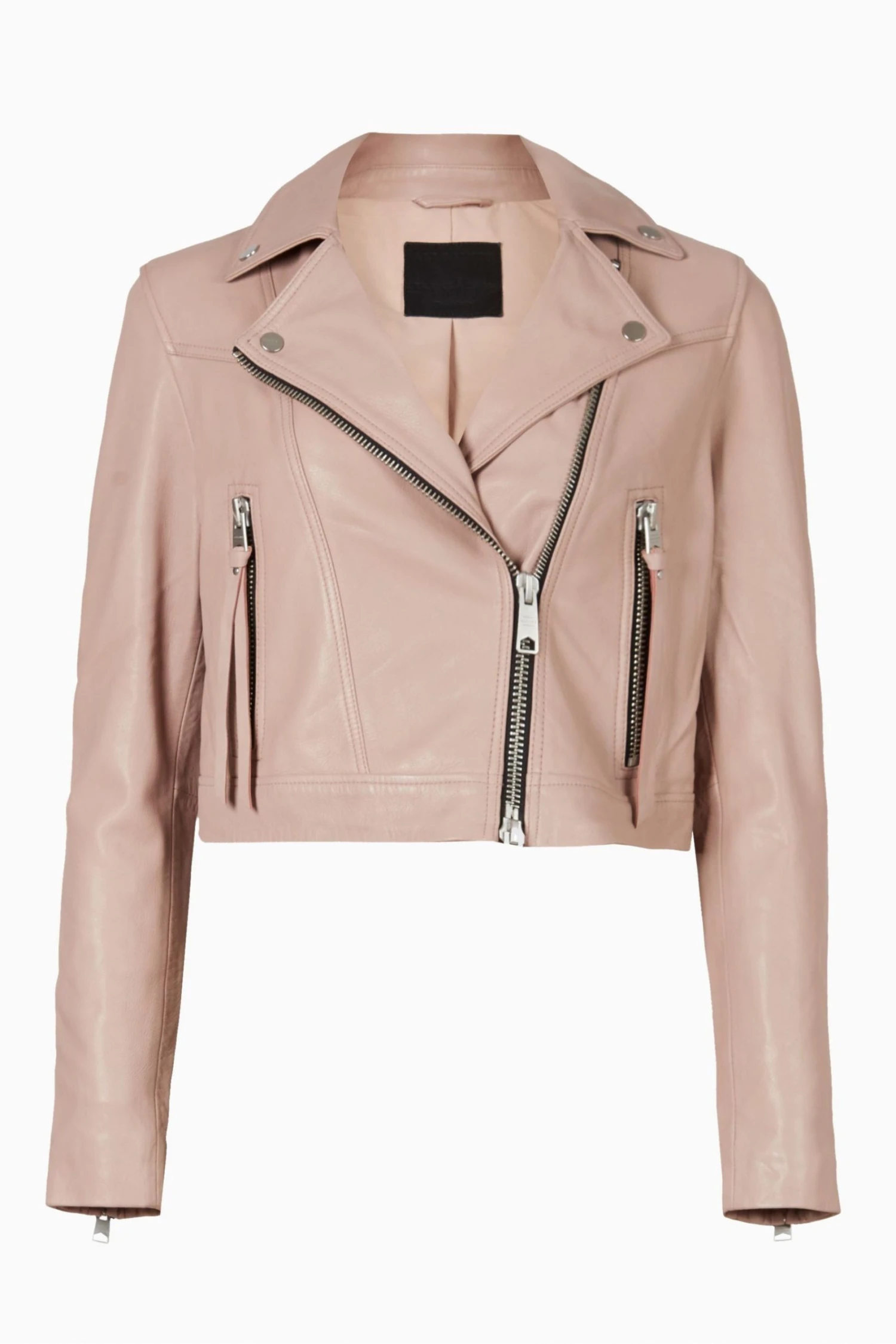 All Saints AllSaints Pink Rift Biker Jacket - Image 5